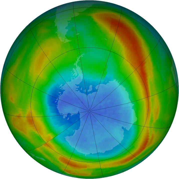 Antarctic ozone map for 25 September 1980